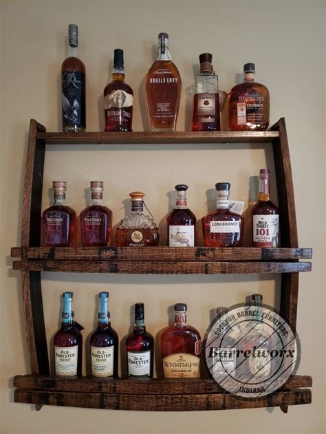 Whiskey Barrel Shelf Bourbon Bar Wall Mounted Bar Alcohol Shelf Bar