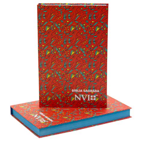 Bíblia Sagrada Nvi Slim Capa Dura Floral Cor Salmão Manah Books