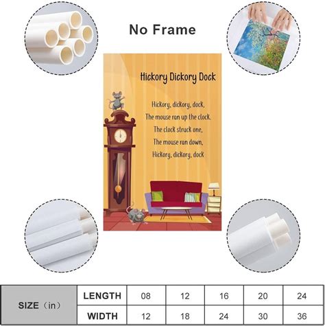 Hickory Dickory Dock Póster educativo de rimas infantiles para jardín