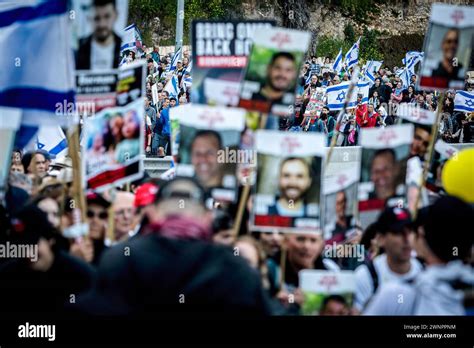 Jerusalem Israel März 2024 Familien israelischer Geiseln von