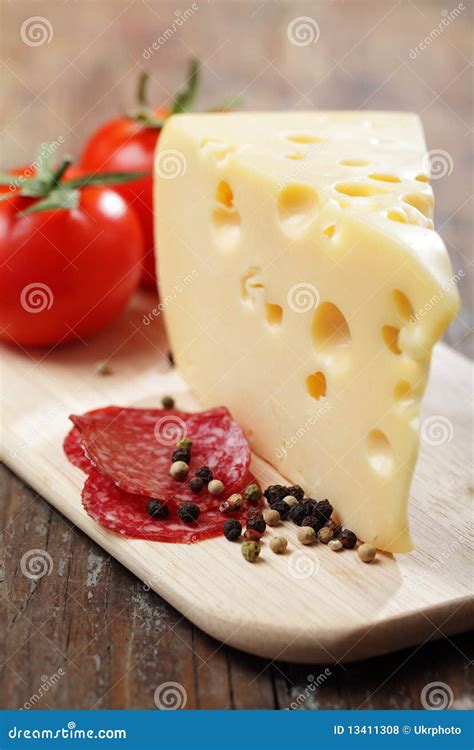 Cheese And Salami Stock Photo Image Of Condiment Segment 13411308