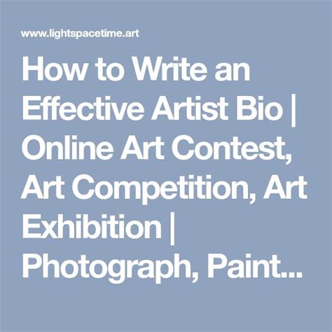 The Words How To Write An Effective Artist Bio Online Art Contest