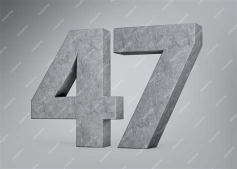 Premium Photo | 3d Concrete Number Forty Seven 47 Digit Made Of Grey ...