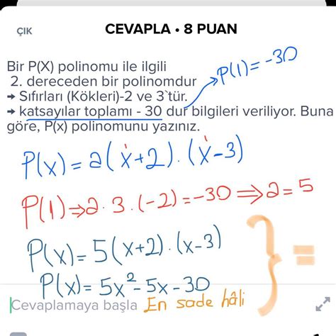 Bir P X Polinomu Ile Ilgili Dereceden Bir Polinomdur S F Rlar