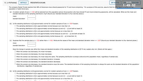 Solved 5 10 Points Details Peckstat2 8r049 My Notes