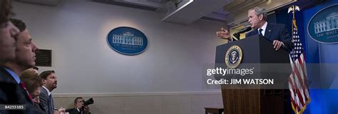 Us President George W Bush Speaks From The Brady Press Briefing Room