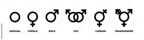 Gender And Sexuality Orientation Icons Vector Set Of Woman Man Male Female Gay Lesbian