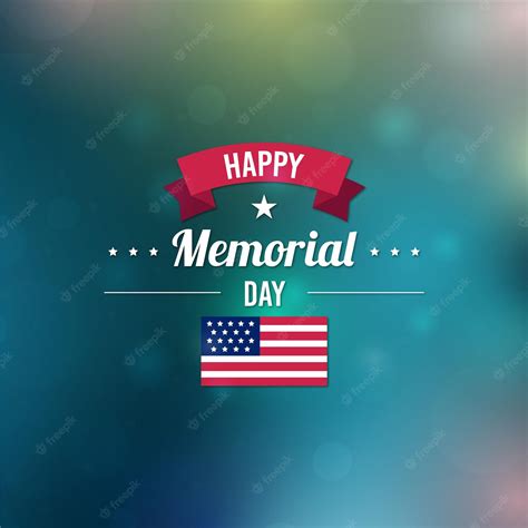 Free Vector Blurred Happy Memorial Day And Flag