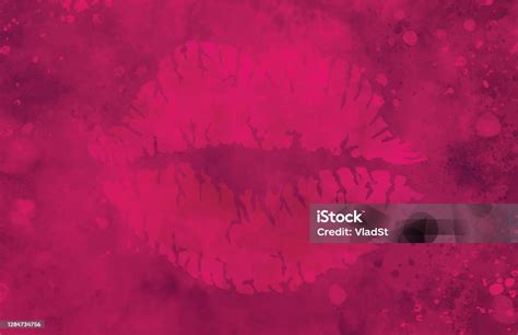 Valentines Day Lipstick Kiss Mark Watercolor Pink Grunge Background