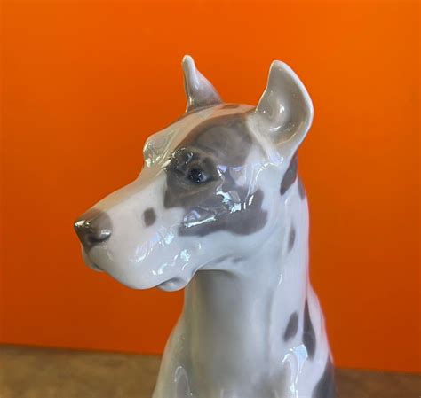 Large Hand Painted Porcelain Great Dane Sculpture By Bing And Grondahl For Sale At 1stdibs