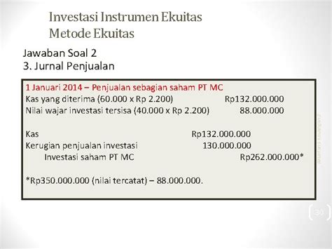 Contoh Soal Metode Biaya Dan Metode Ekuitas Data Dikdasmen