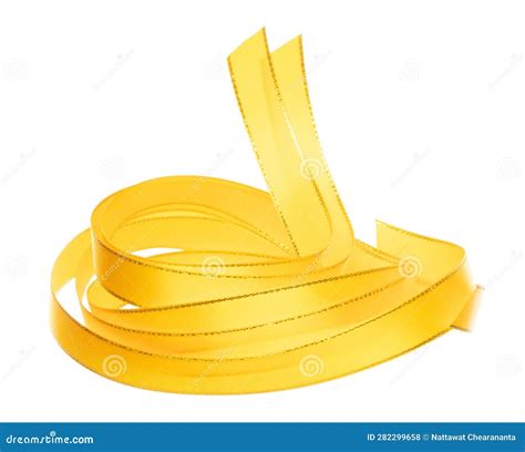 Gold Yellow Ribbon Long Straight Fly In Air With Curve Roll Shiny