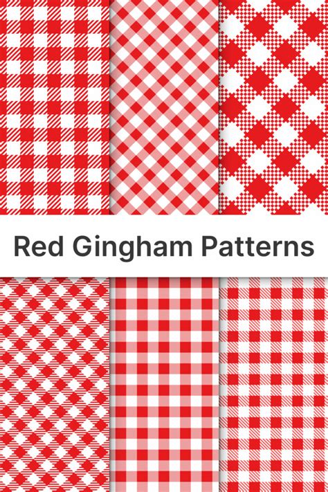 Red Gingham Patterns V1 MasterBundles