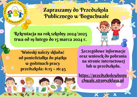 Rekrutacja Na Rok Szkolny Przedszkole Publiczne W Boguchwale