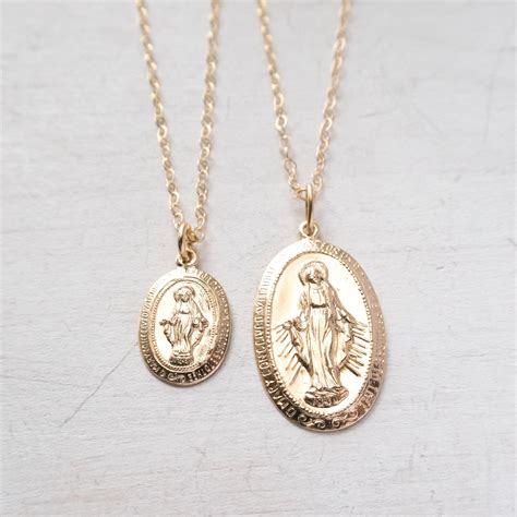 Virgin Mary Necklace Miraculous Medal Necklace Large Or Small