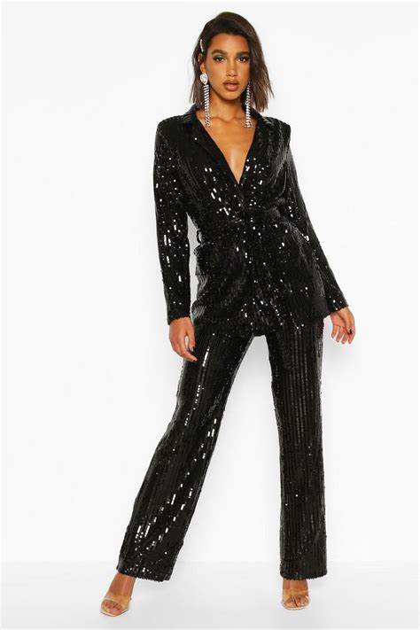 Sequin Tailored Suit Pants Looks Elegantes Looks Moda