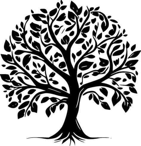 Premium Vector Tree Of Life Black And White Vector Illustration