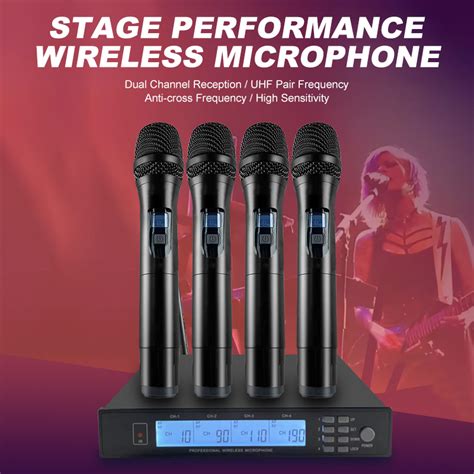 Stage Performance Wireless Microphone Professional Four Antenna Dual