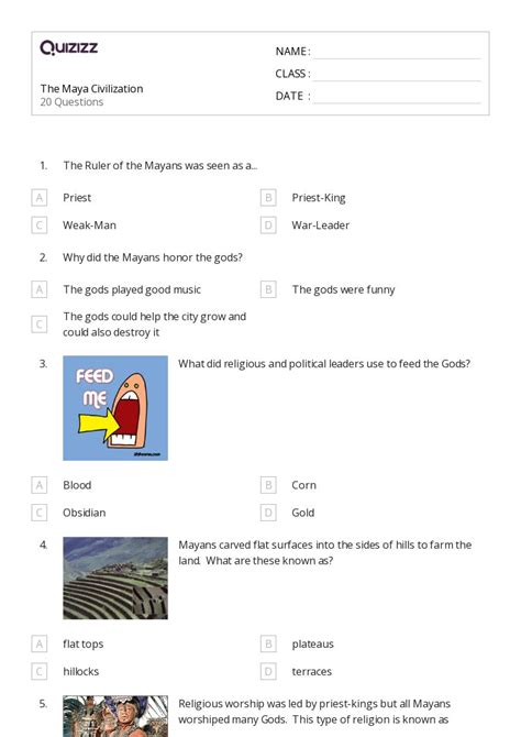 50 Maya Civilization Worksheets For 5th Year On Quizizz Free Printable