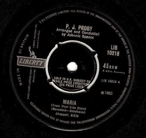 P J Proby Maria Vinyl 7 Inch Planet Earth Records