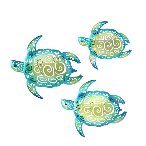 Buy Set Of 3 Metal Sea Turtle Beach Theme Decor Wall Art Decorations