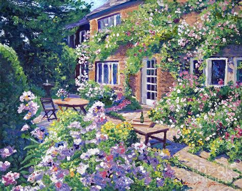 English Courtyard Painting by David Lloyd Glover - Pixels