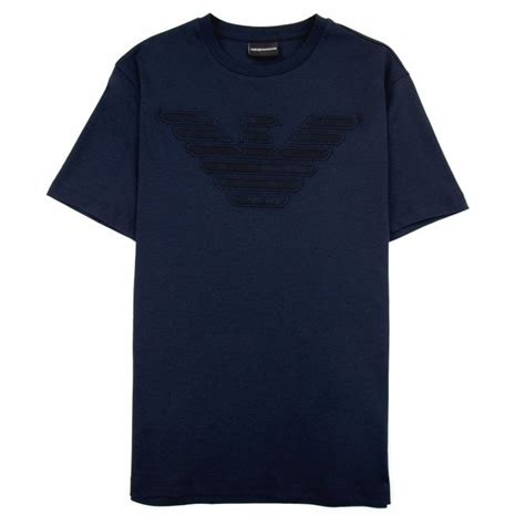 Emporio Armani Mesh Eagle Logo T Shirt Navy Men From Onu Uk