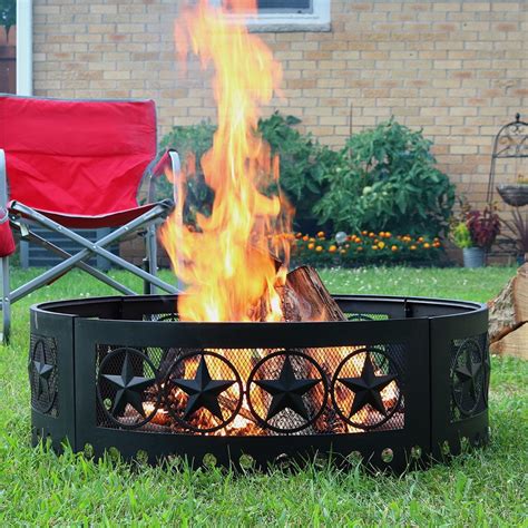 Sunnydaze Heavy Duty Four Star Cut Out Campfire Fire Ring 36 Inch