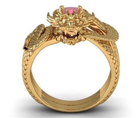 14k Gold Over Diamond Dragon Ring Dragon Ring Ruby Dragon Etsy Australia