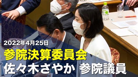 20220425 参院決算委員会 佐々木さやか参院議員 Youtube