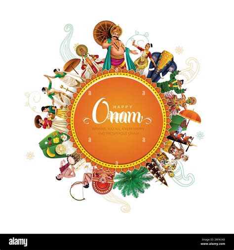 South Indian Kerala Festival Happy Onam Greetings Background Editable