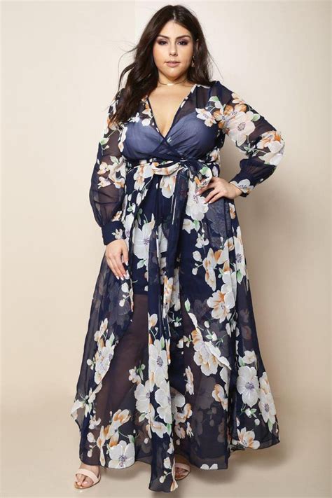 Navy Floral Party Plus Size Dress Plus Size Long Dresses Plus Size