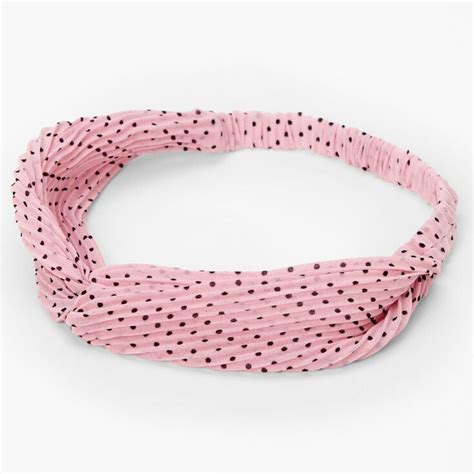 Claires Club Polka Dot Twisted Pleated Headwrap Pink Claires Us