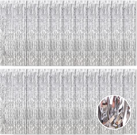 20 Pack Silver Foil Curtain Backdrop 3 2ft X 8 2ft Foil