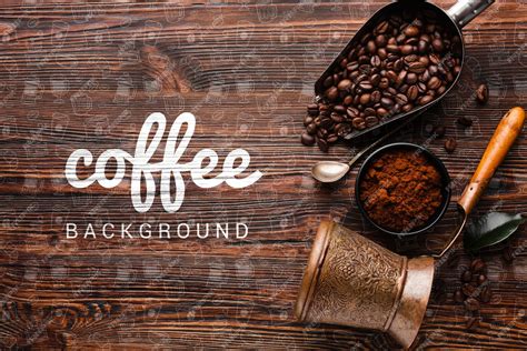 Free Psd Coffee Stuff On Wooden Table Background