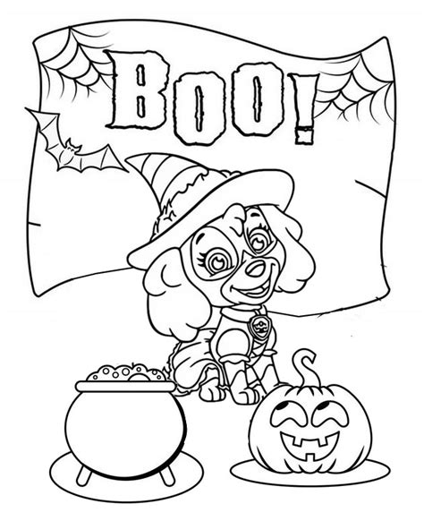 Coloring page Paw Patrol - Halloween : Skye - Witch 1