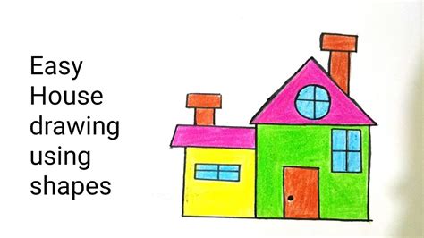 How To Draw House Using Geometric Shapes Mathe Day Special Drawing