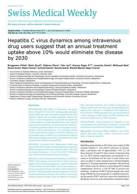 Pdf Hepatitis C Virus Dynamics Among Intravenous Drug Users Suggest