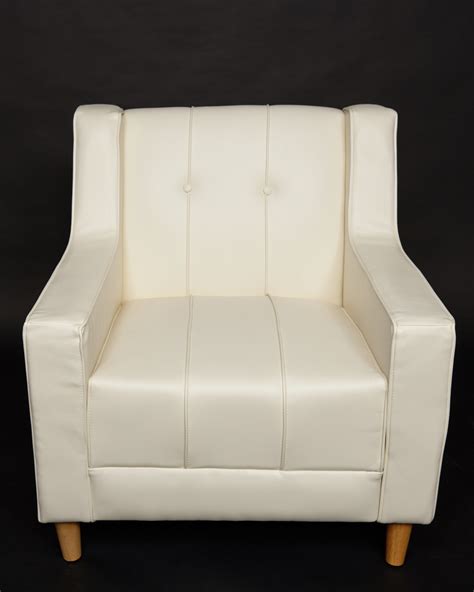 Retro Collection Tufted Leather Club Chair - Off White - Houston Furniture