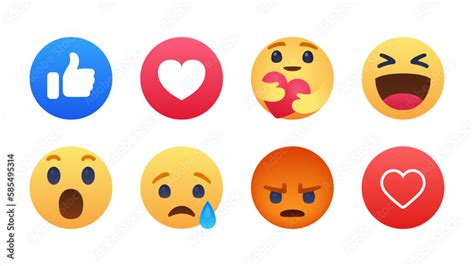 Vetor De Facebook Reactions Social Media Smiley Emoji Face Thumb Up