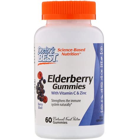 Doctors Best Elderberry Gummies With Vitamin C And Zinc Berry Blast 60 Gummies By Iherb