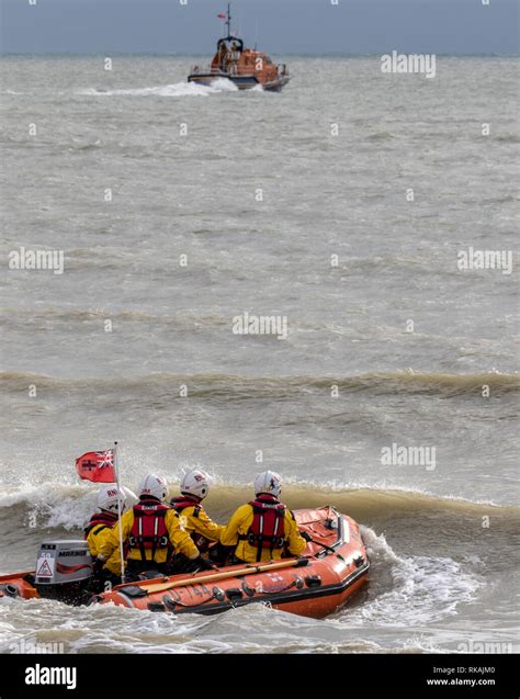 South Coast Rnli Inshore Lifeboat Crew Training Session Eastbourne Uk