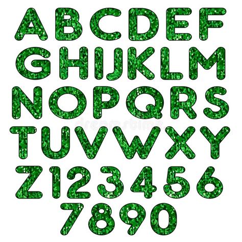 Green Glitter Effect Alphabet Stock Vector Illustration Of Drawing