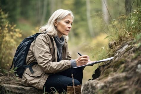 Premium Ai Image Shot Of A Mature Woman Making Notes While Out In Nature