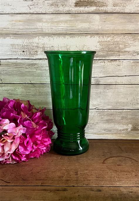 Napco Flower Vase Forest Green Glass 95 Inches Tall 4 Available Sold Individually Etsy