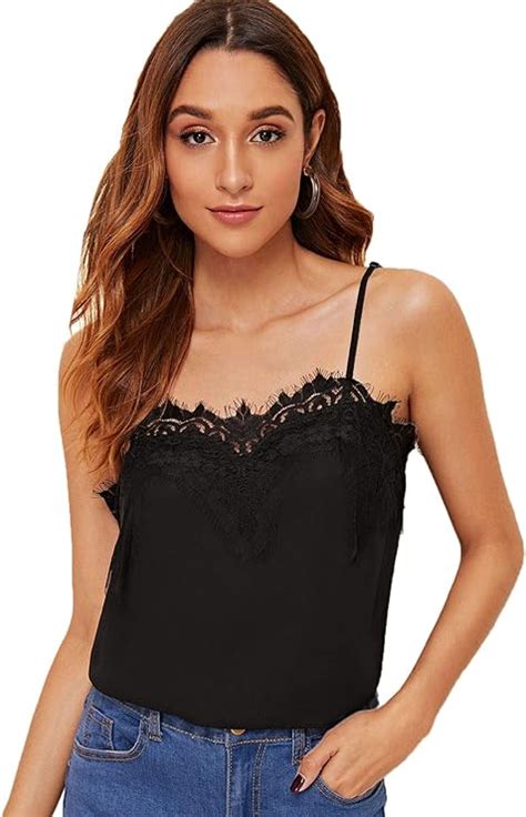 Didk Damen Camisole Mit Spitzen Crop Top Tanktiop Träger Oberteil