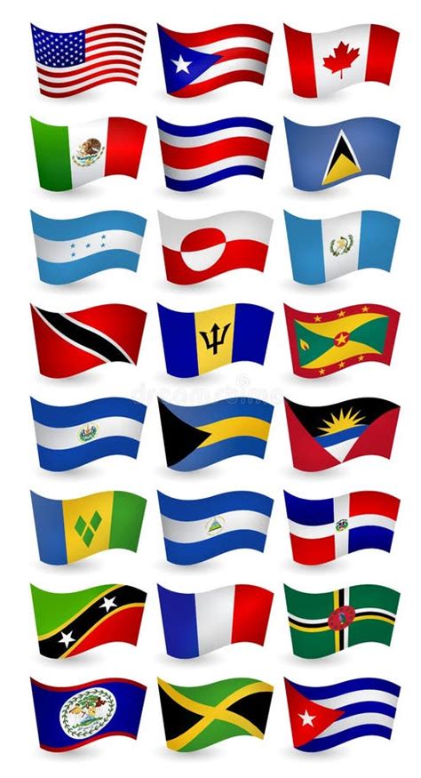 Americas Country Flags Web Buttons With Globes Stock Vector