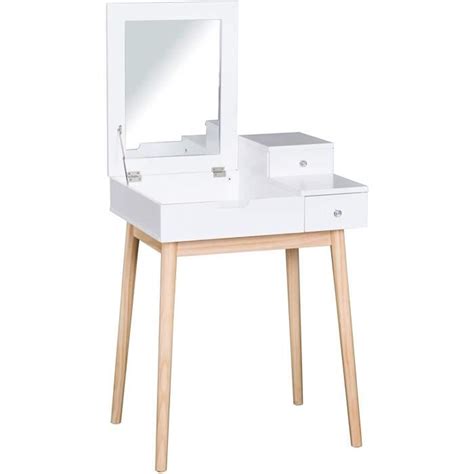 HOMCOM Coiffeuse Design Scandinave Table De Maquillage Multirangements