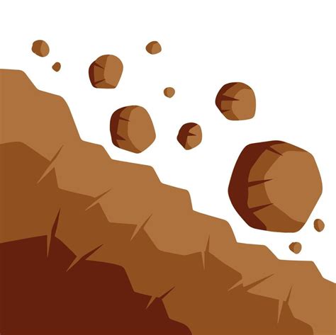 Rock Rolls Off Cliff Falling Boulder Rockfall And Landslide Brown