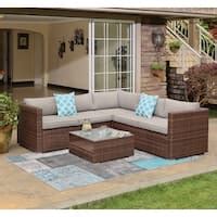 COSIEST Wicker Outdoor Patio Sectional Set with Coffee Table - On Sale - Bed Bath & Beyond ...